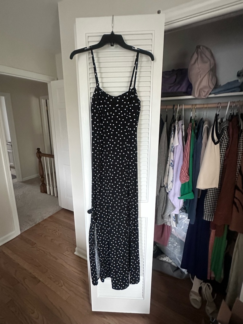 ASOS Black Polka Dot Dress Skirt with Front Slit - Picture 2 of 3